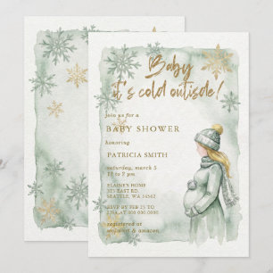 Sage Baby, es ist kalt draußen Winter Baby Shower Einladung