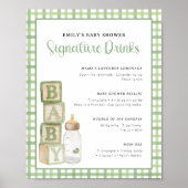Sage Baby Shower Signature Drinks Sign Printable Poster (Vorne)