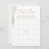 Sage Balloon Baby Shower Bingo Game Einladung (Vorderseite)