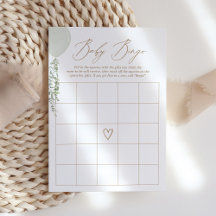 Sage Balloon Baby Shower Bingo Game