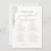 Sage Balloon Shower Was ist auf Ihrem Handy Game Einladung (Vorderseite)