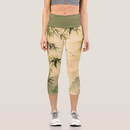 Sage Bambusnebel Capri Leggings (Vorderseite)