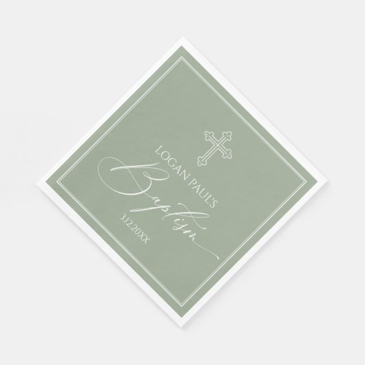 Sage Baptism elegant napkin Serviette (Ecke)