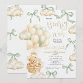 Sage Beige Gender Neutral Baby Shower Invite Einladung (Vorne/Hinten)