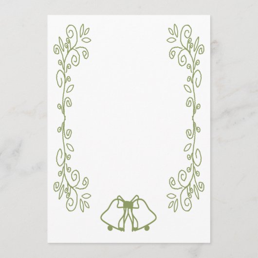 Sage Bells Scrollwork Design Wedding Menükarte (Rückseite)