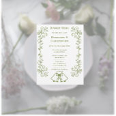 Sage Bells Scrollwork Design Wedding Menükarte