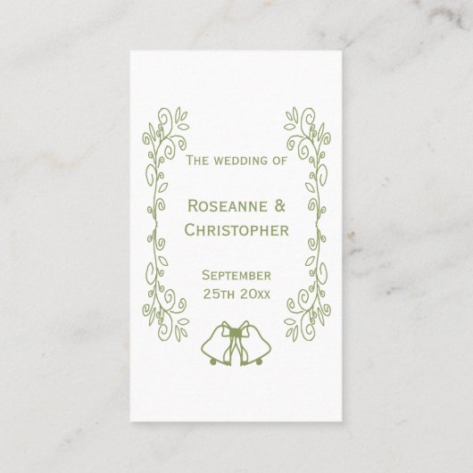 Sage Bells Scrollwork Design Wedding Platzkarte (Rückseite)