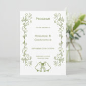 Sage Bells Scrollwork Design Wedding Programm (Stehend Vorderseite)