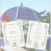Sage Bells Scrollwork Design Wedding Programm