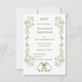 Sage Bells Scrollwork Design Wedding RSVP Karte (Vorderseite)
