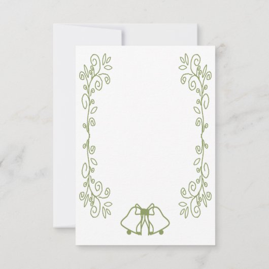 Sage Bells Scrollwork Design Wedding RSVP Karte (Rückseite)