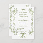 Sage Bells Scrollwork Design Wedding RSVP Karte (Vorne/Hinten)