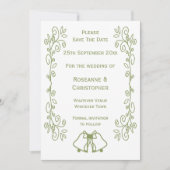 Sage Bells Scrollwork Design Wedding Save The Date (Vorderseite)