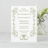 Sage Bells Scrollwork Design Wedding Save The Date (Stehend Vorderseite)
