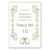 Sage Bells Scrollwork Design Wedding Tischnummer (Vorderseite)