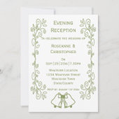 Sage Bells Scrollwork Hochzeitsempfang Einladung (Vorderseite)