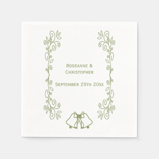 Sage Bells Scrollwork Hochzeitsempfang Serviette (Vorderseite)