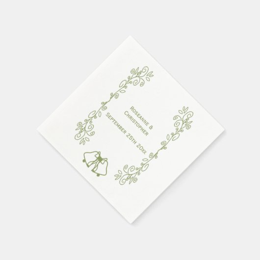 Sage Bells Scrollwork Hochzeitsempfang Serviette (Ecke)