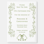 Sage Bells Scrollwork Wedding Save the Date Magnet (Vorderseite)