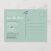 Sage Bird Floral Foto Land Rustikal Retten Datum Ankündigungspostkarte (Rückseite)