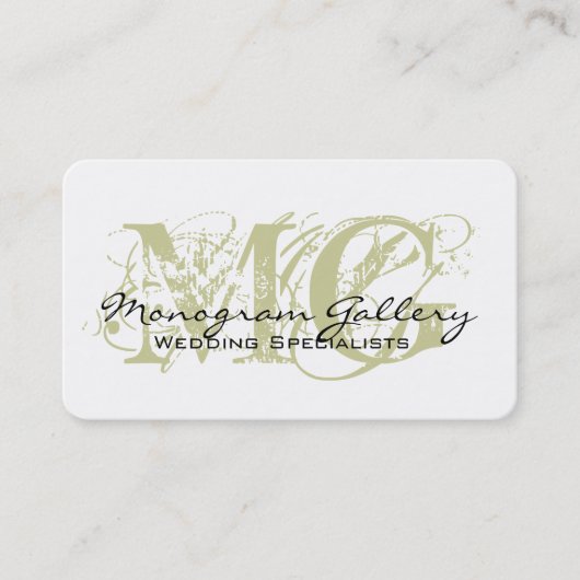 Sage Black Monogram Customizable Business Card Visitenkarte (Vorderseite)
