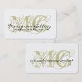 Sage Black Monogram Customizable Business Card Visitenkarte (Vorne/Hinten)