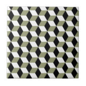 Sage Black & White 3D Cubes Pattern Fliese (Vorderseite)