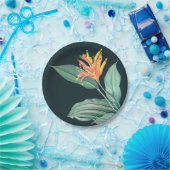 Sage Blätter Tropische Blume auf dunklen Aquamarin Pappteller (Party)