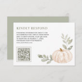 Sage Blätter White Pumpkin QR Code UAWG Wedding Begleitkarte (Vorne/Hinten)
