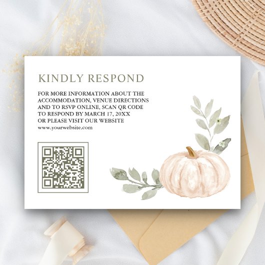 Sage Blätter White Pumpkin QR Code UAWG Wedding Begleitkarte