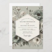 Sage Bloom Elegance Wedding Einladung (Vorne/Hinten)