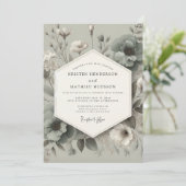 Sage Bloom Eleganz Hochzeit Einladung (Stehend Vorderseite)