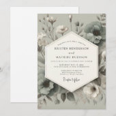 Sage Bloom Eleganz Hochzeit Einladung (Vorne/Hinten)
