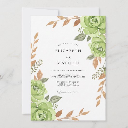 Sage Bloom Hochzeit Einladung (Vorderseite)