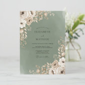 Sage Bloom Romantic Wedding Einladung (Stehend Vorderseite)