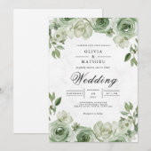 Sage Blossom Arch Wedding Einladung (Vorne/Hinten)