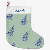 Sage Blue Christmas Pagoda Tremuster Großer Weihnachtsstrumpf (Vorderseite)