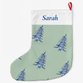 Sage Blue Christmas Pagoda Tremuster Großer Weihnachtsstrumpf (Rückseite)