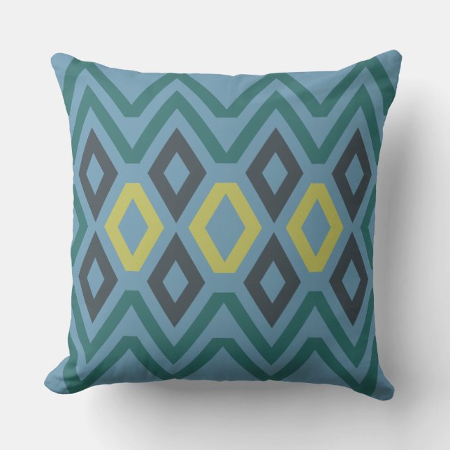 Sage Blue Geometric Throw Pillow Kissen (Vorderseite)