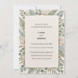 Sage Blue Greenery Hochzeit Einladung