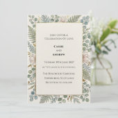 Sage Blue Greenery Hochzeit Einladung (Stehend Vorderseite)