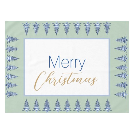 Sage Blue Pagoda Weihnachtsbaum Tablecloth Tischdecke (Vorderseite (Horizontal))