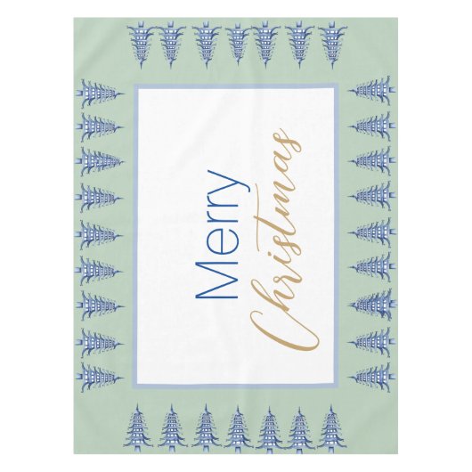 Sage Blue Pagoda Weihnachtsbaum Tablecloth Tischdecke (Vorderseite)