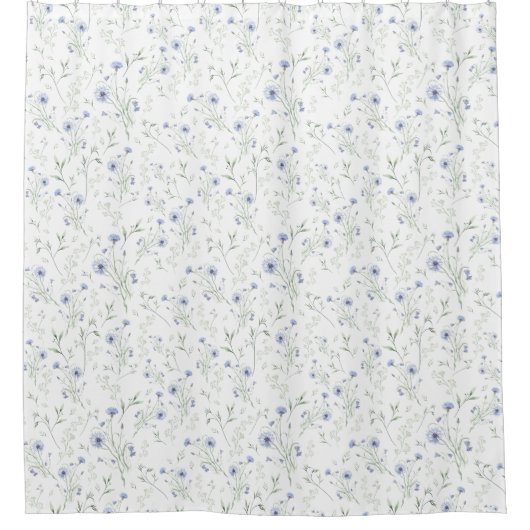 Sage Blue Watercolor Wildflower Duschvorhang (Vorderseite)