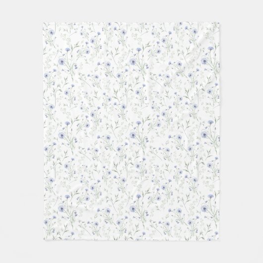 Sage Blue Watercolor Wildflower Fleecedecke (Vorderseite)