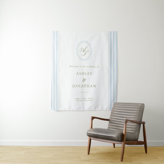 Sage & Blue Wedding Backdrop Tapestry Wandteppich (Beispiel)