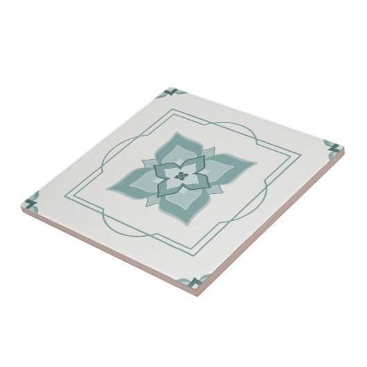 Sage-Blume Motif Line-Border-gezogenes Muster Fliese (Seite)