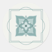 Sage-Blume Motif Line-Border-gezogenes Muster Runder Aufkleber (Vorderseite)