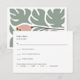 Sage & Blush Abstract Floral Wedding Invitation, RSVP Karte