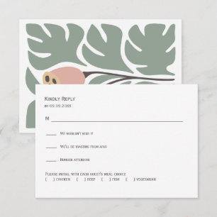 Sage & Blush Abstrakte Florale Hochzeitseinladung, RSVP Karte